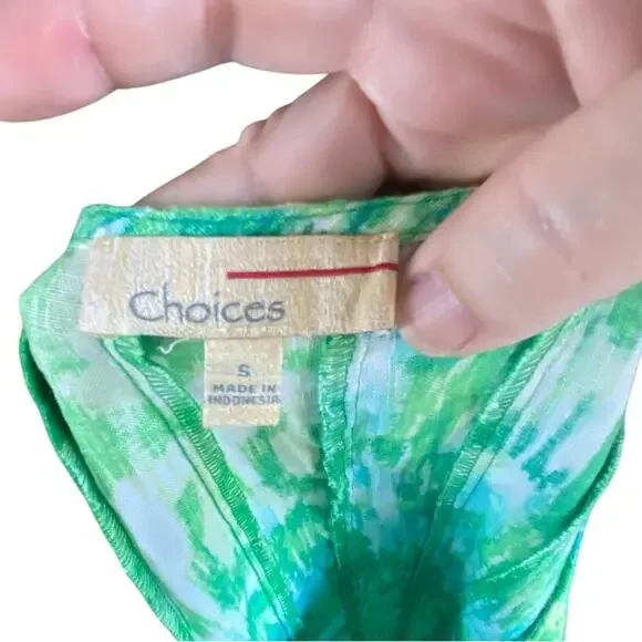 Vintage Choices 100% Linen Sleeveless Green and Blue Maxi Dress small - Picture 12 of 15